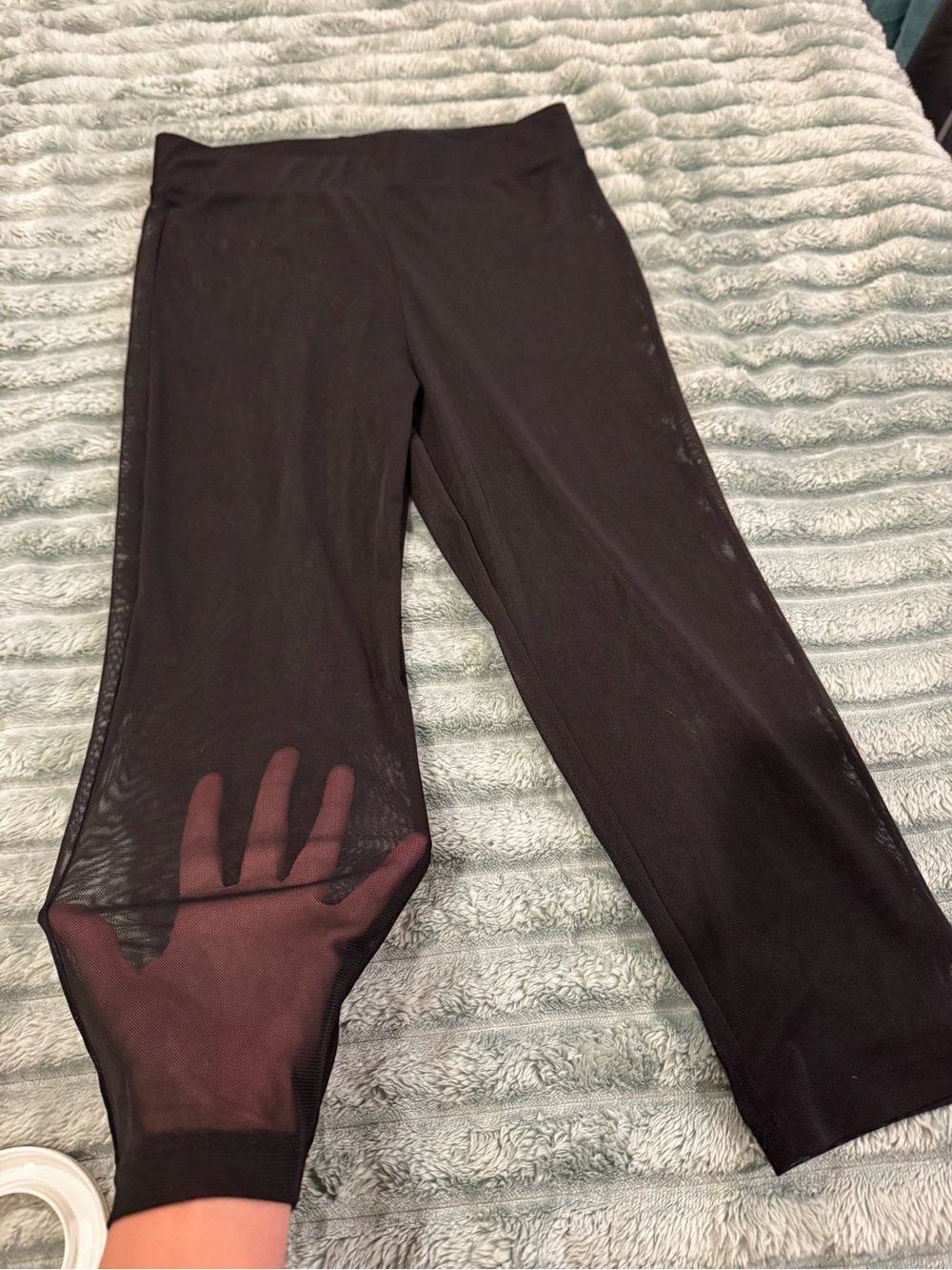Primark Black Capri Leggings with Sheer Panels